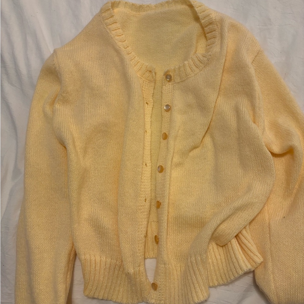 SHEIN Yellow Women's Cardigan Sweater